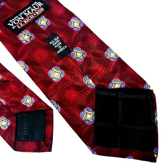 Jz Richards Von Maur Silk Tie Print Red Floral Abs - Picture 6 of 7